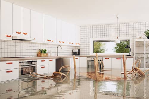 flooded kitchen in home