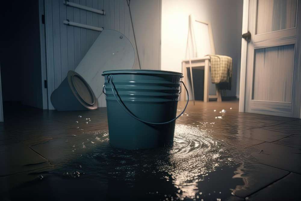 bucket with mob flooded basement disaster cleanup
