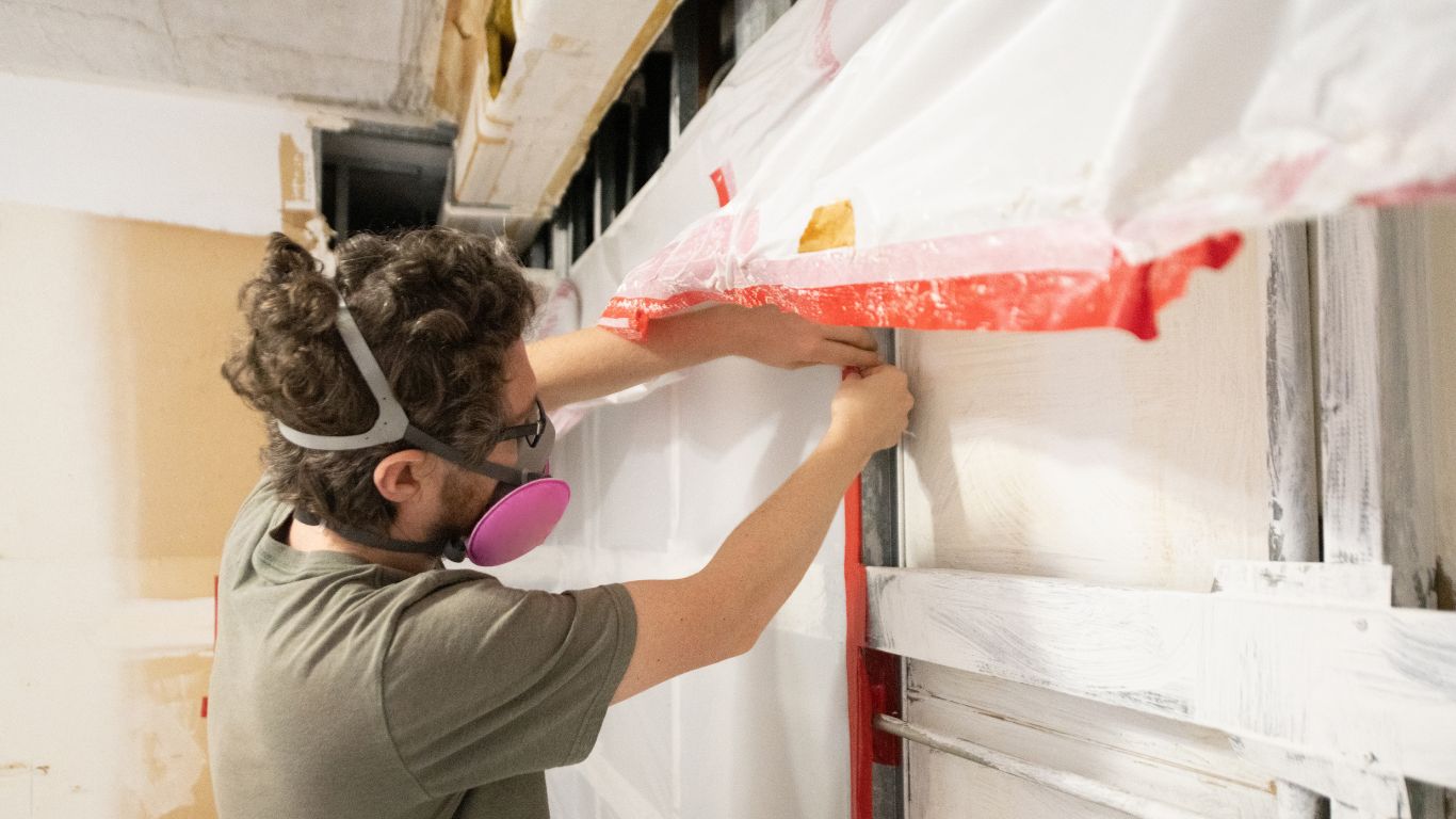 Professional mold remediation services in Boston with a technician addressing mold issues.