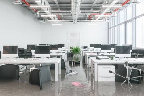 flooded office building