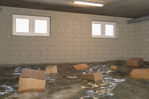 basement flooded with water