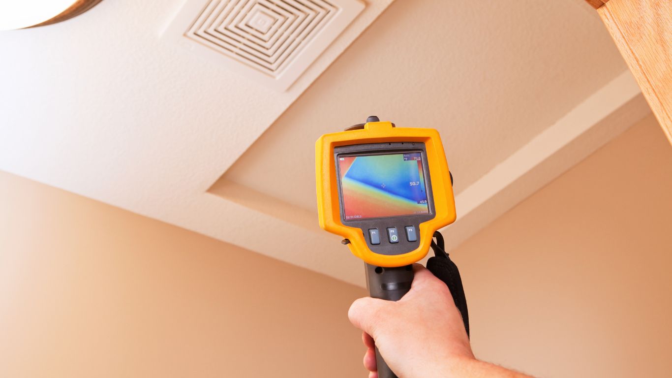 Don’t Let Winter Leaks Freeze Your Plans, Call for Expert Leak Detection Thermal scan for winter leak detection in ceiling.