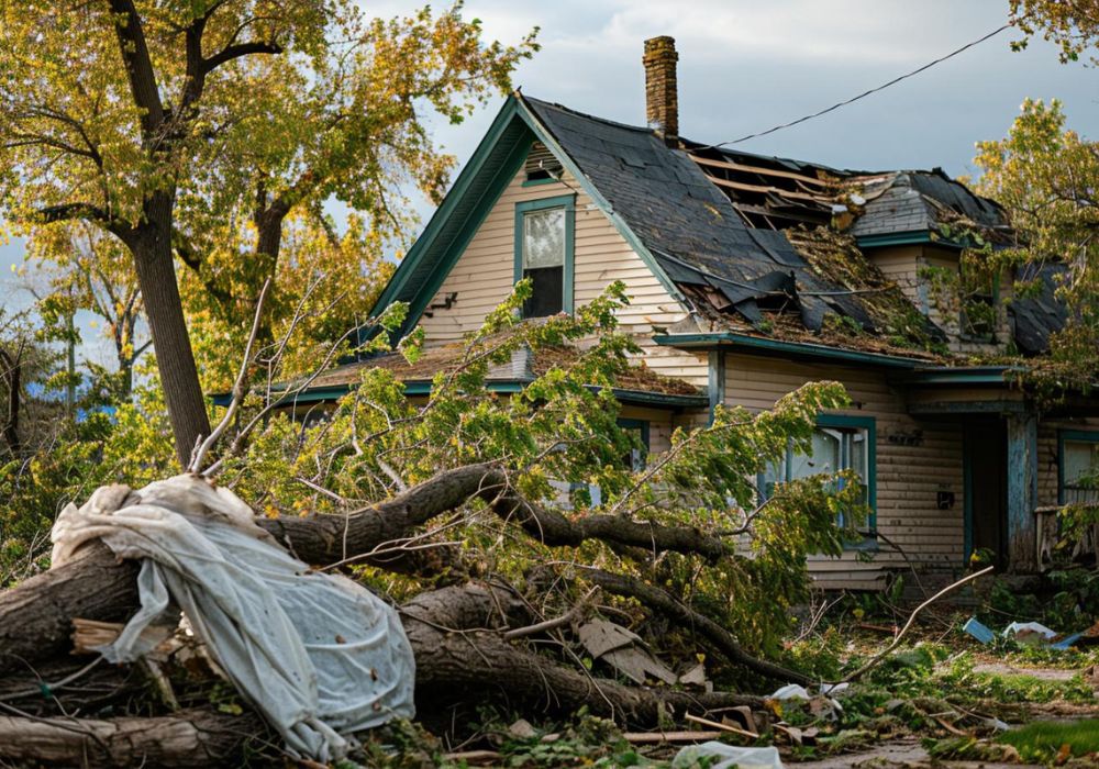 house that has fallen down - storm damage restoration