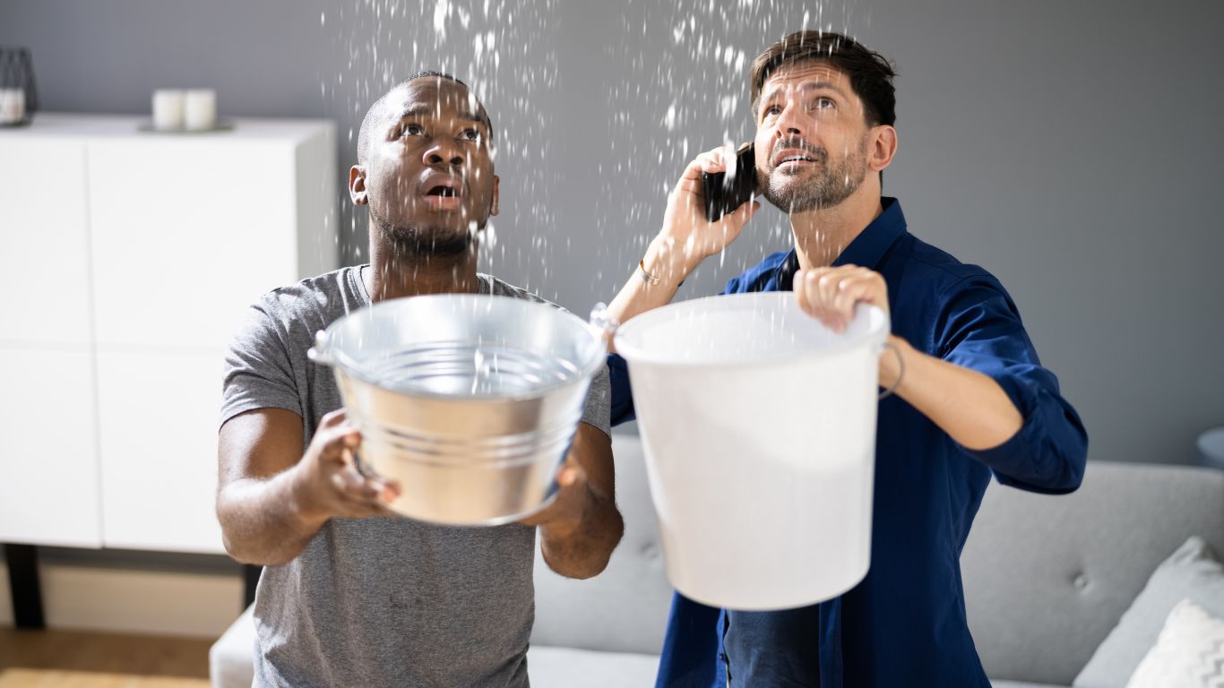 Water goes to bucket from a Leaking roof
