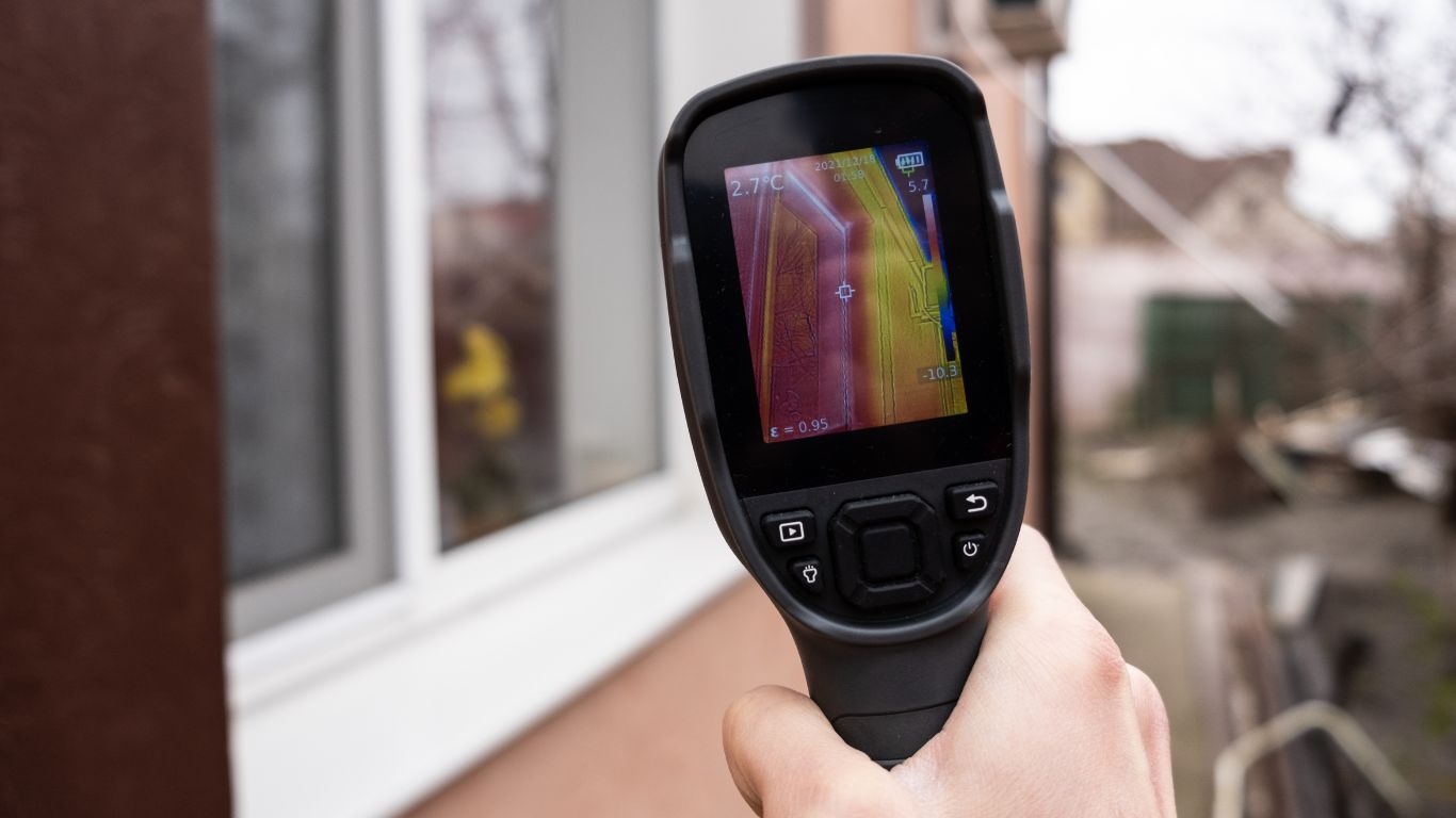 technician holding thermal imager for leak detection
